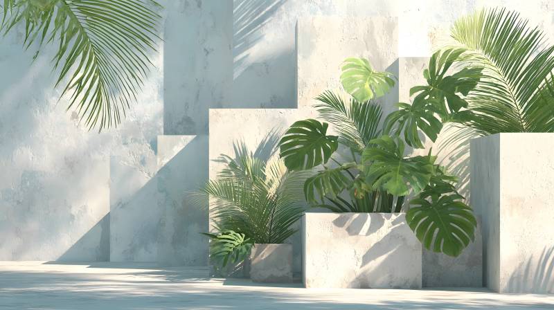 绿植光影墙景图片