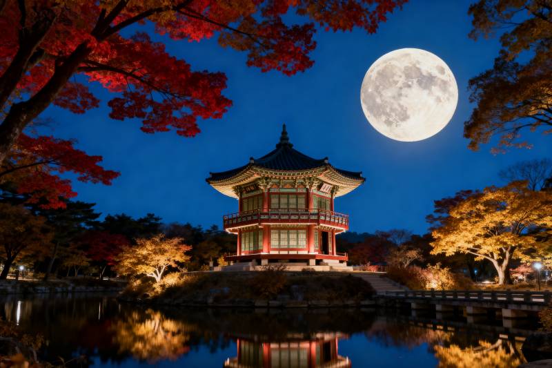 月下亭影秋色浓图片