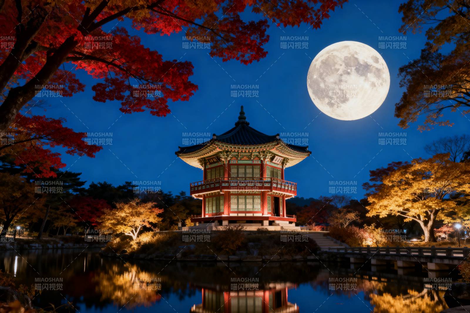 月下亭影秋色浓图片