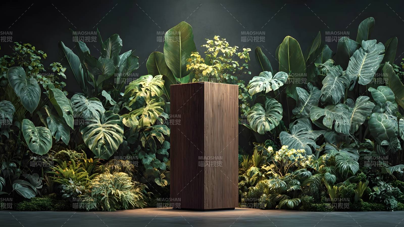 绿植环绕的木箱图片