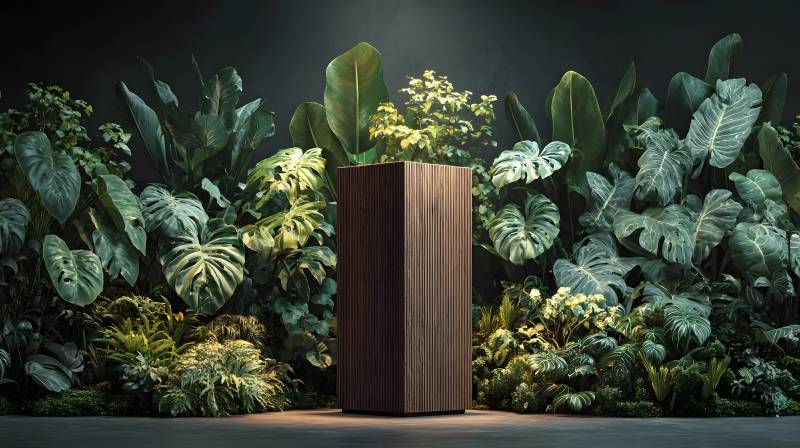 绿植环绕的木箱图片