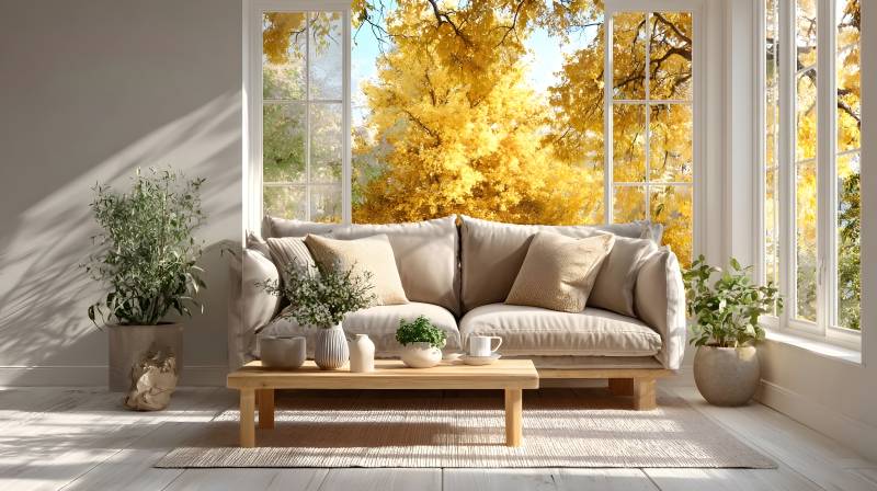秋日客厅美景图片
