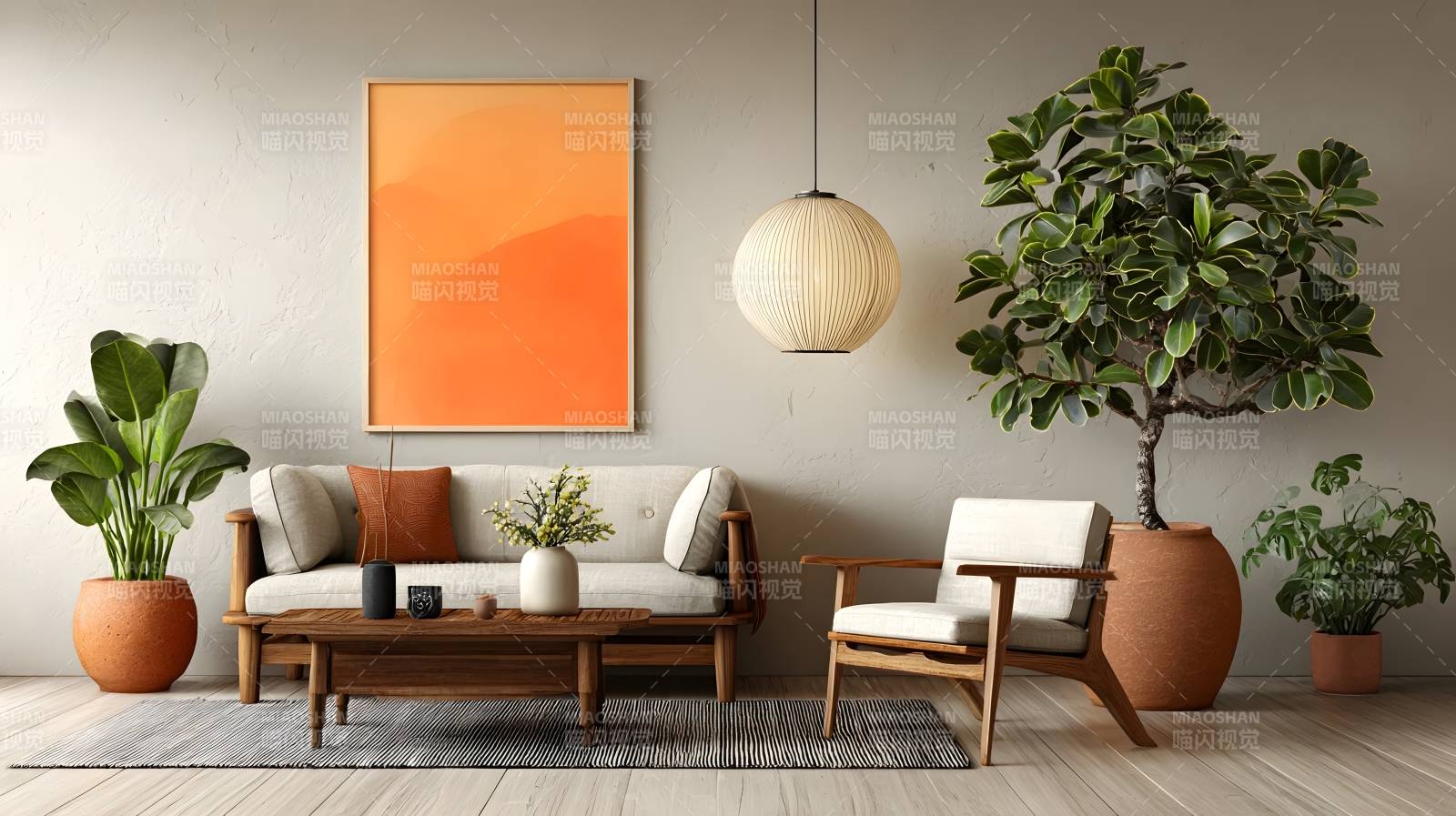 现代简约客厅一角图片