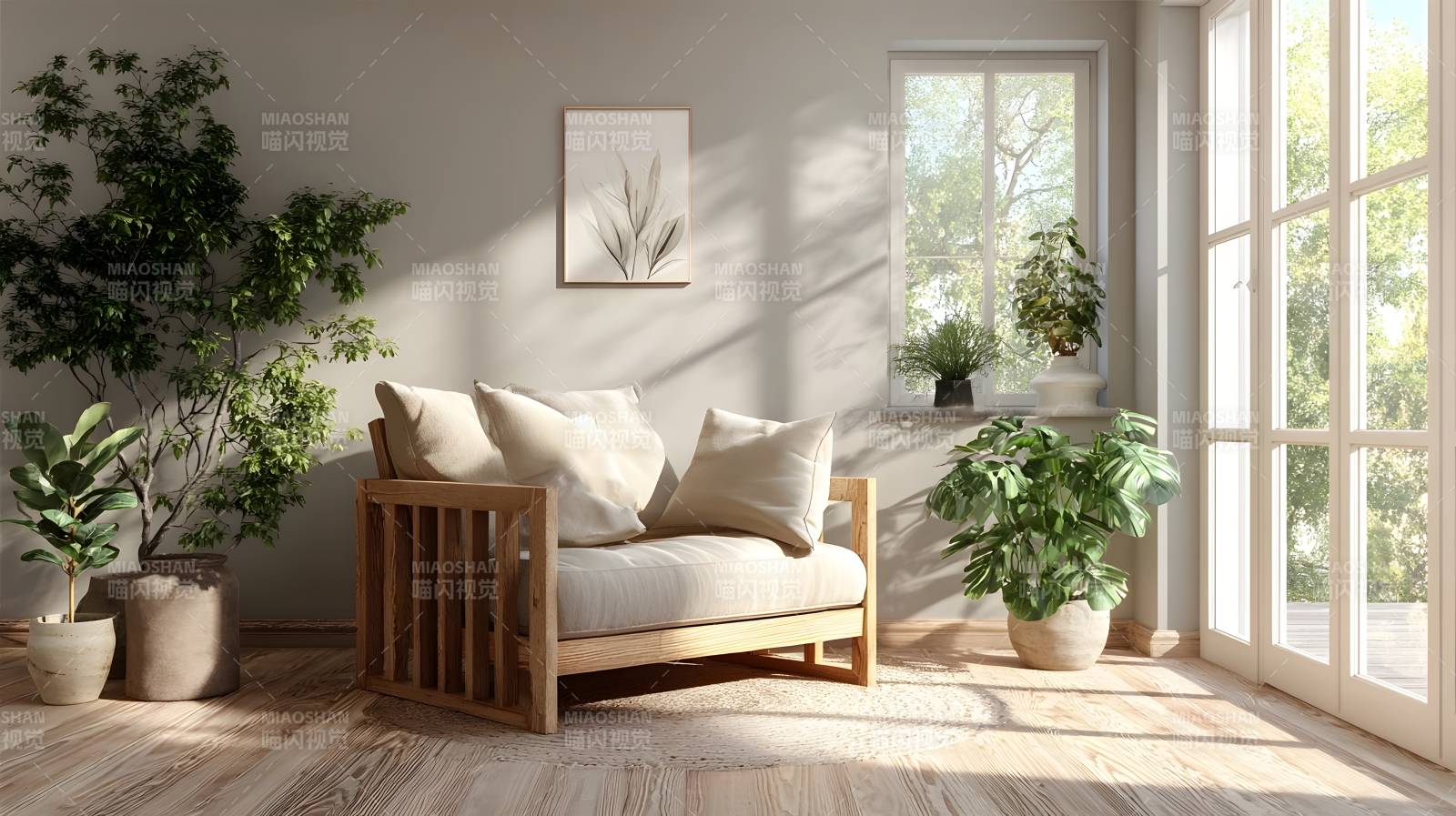 阳光客厅绿植相伴图片