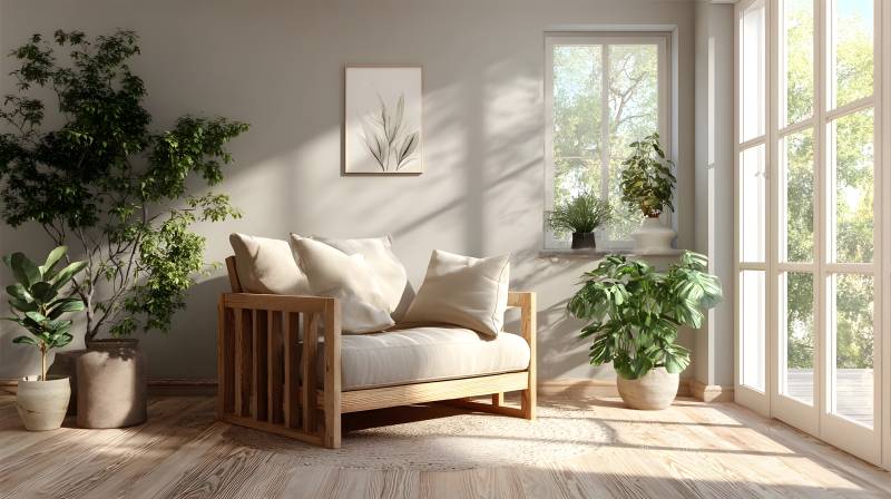 阳光客厅绿植相伴图片