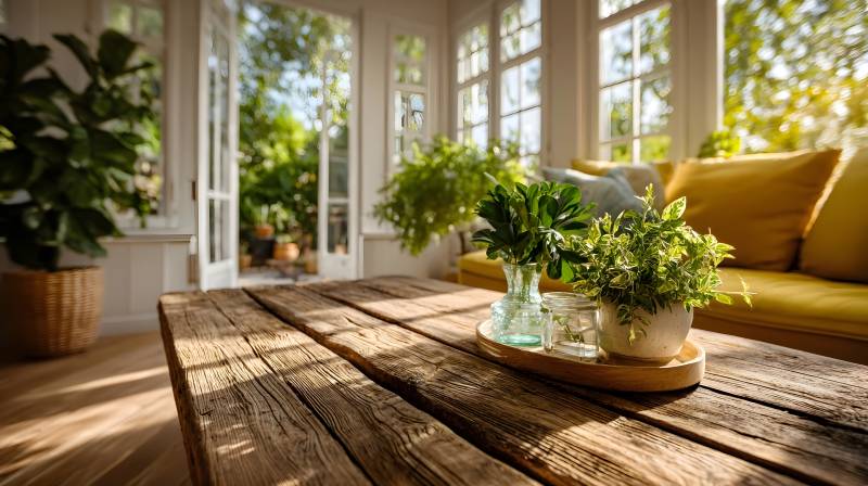 阳光满溢的客厅角落图片