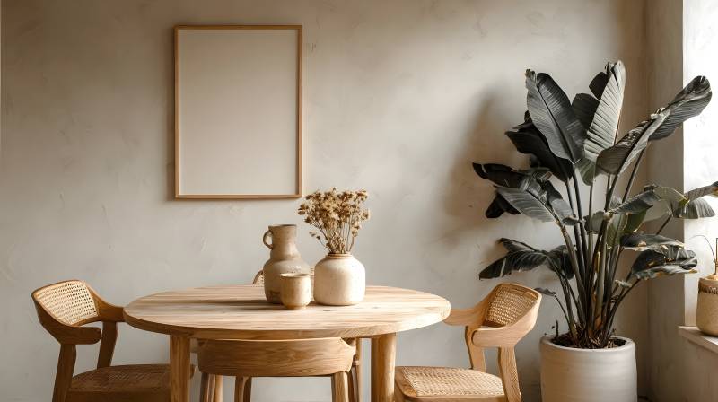 简约餐桌绿植布置图片