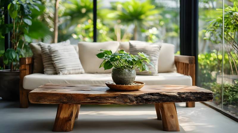 绿意盎然的庭院一角图片