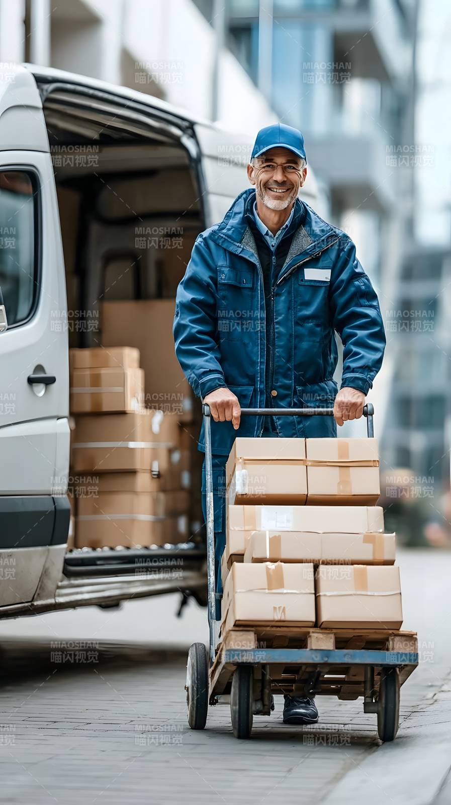 快递员送货中图片