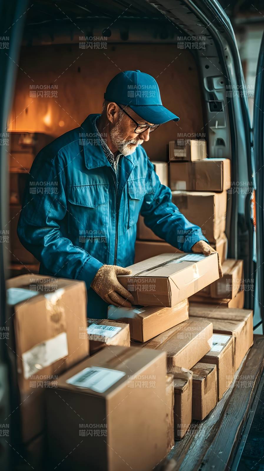 快递员装卸包裹图片
