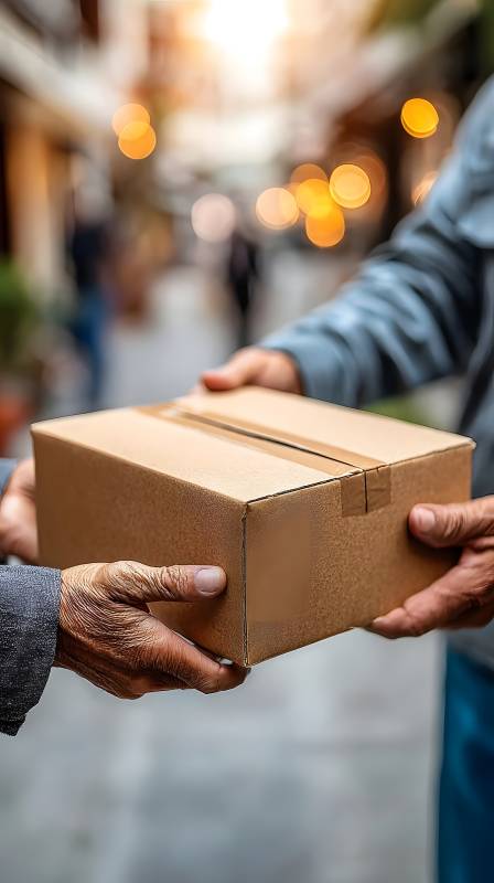 传递包裹的瞬间图片