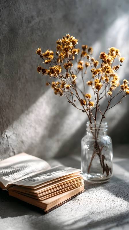 书与干花静谧时光图片