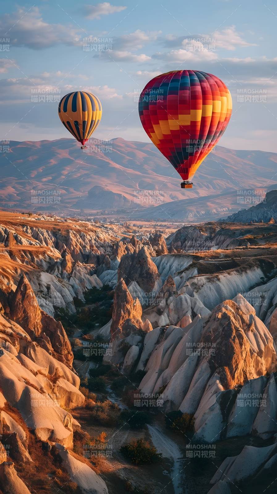 热气球翱翔峡谷图片