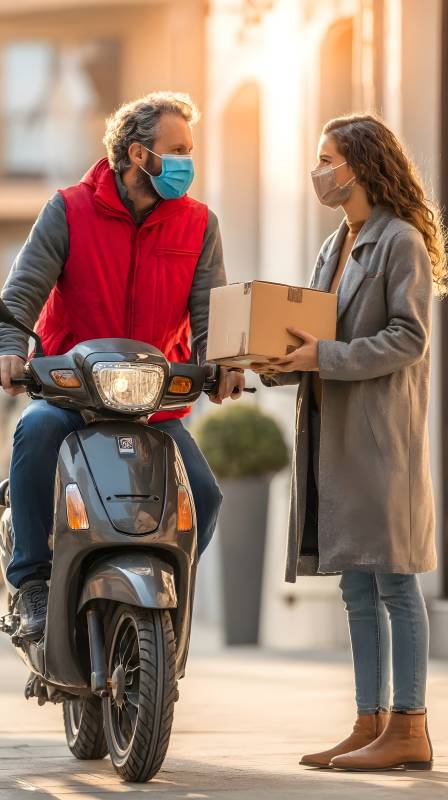 快递员送包裹图片