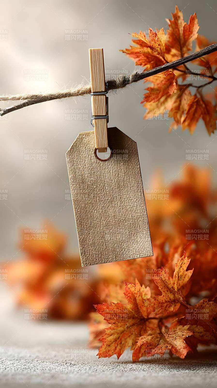 秋叶挂签图片