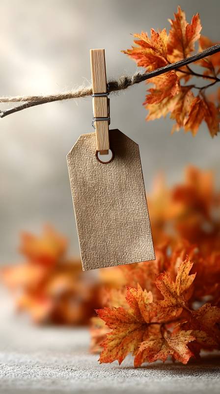 秋叶挂签图片