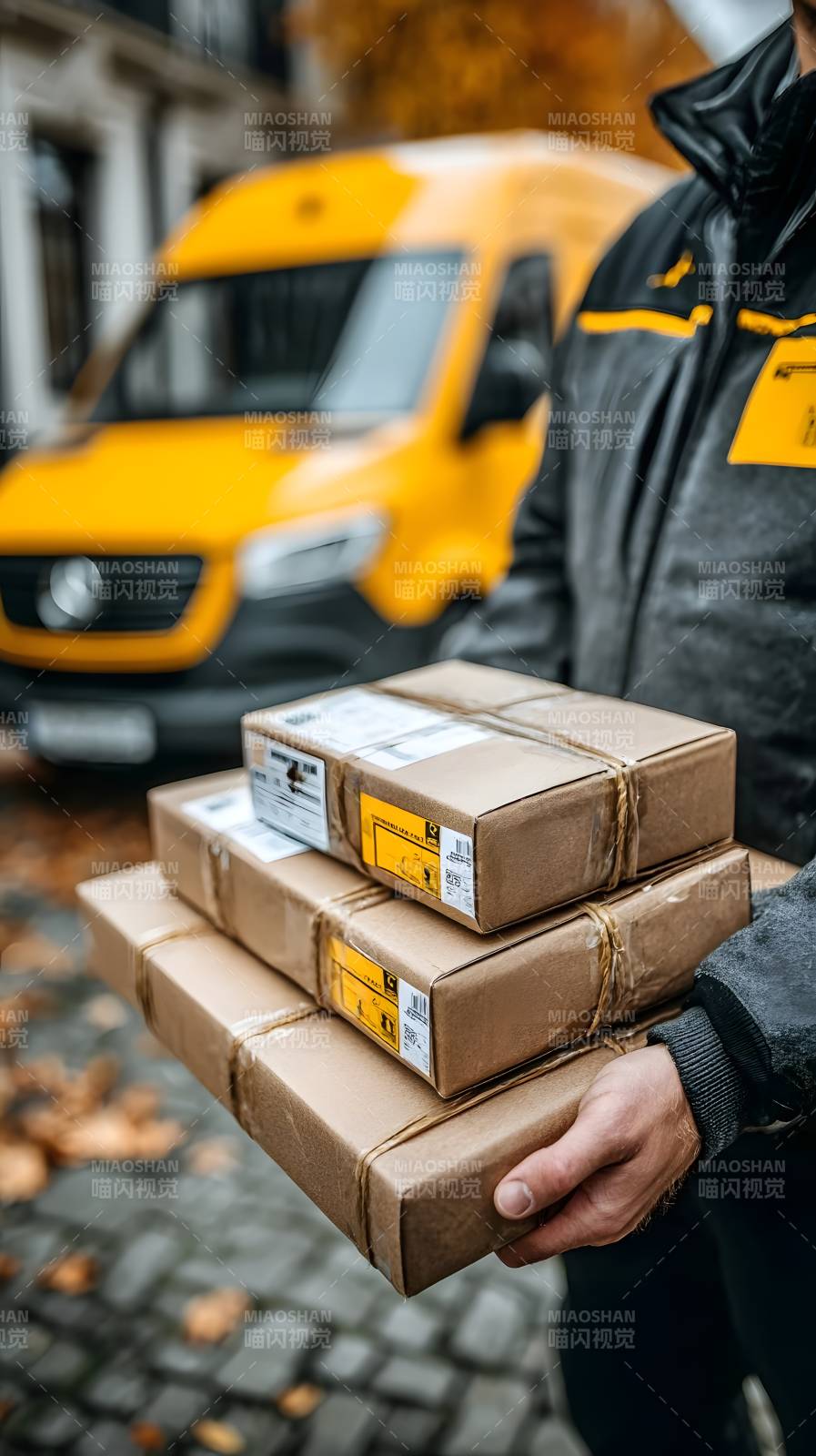 快递员送货中图片