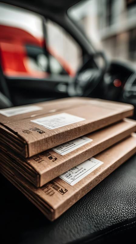 快递包裹车内堆放图片