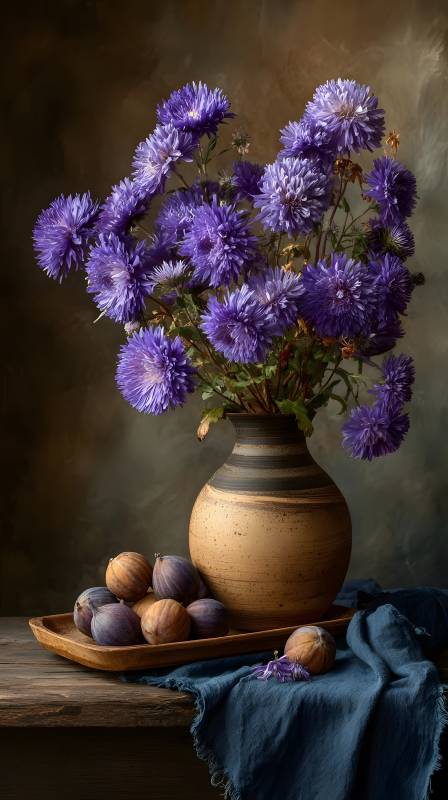 紫菊静物图图片