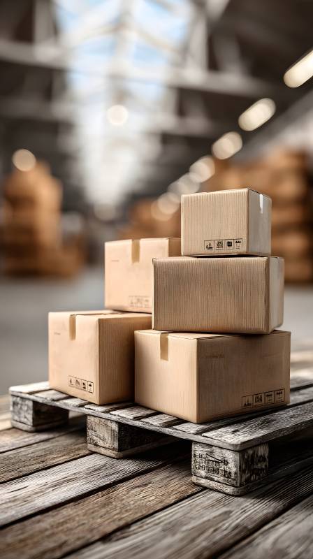 仓库中的纸箱堆叠图片