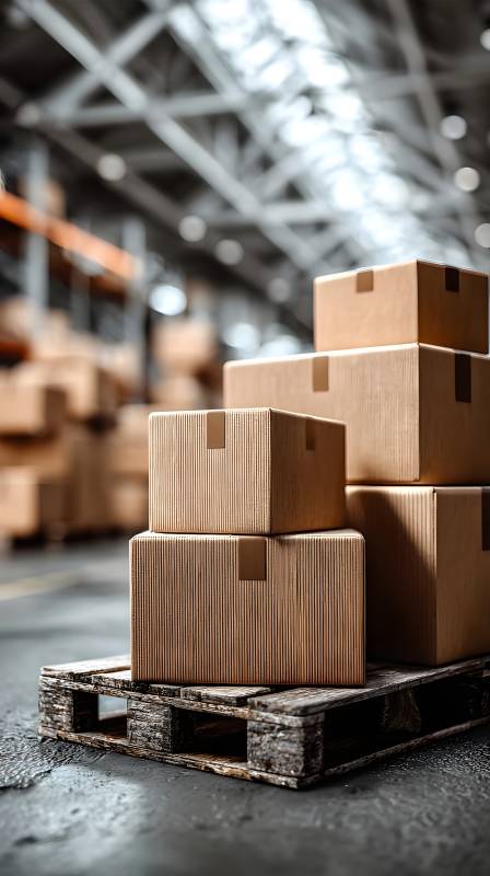 仓库中的纸箱堆叠图片
