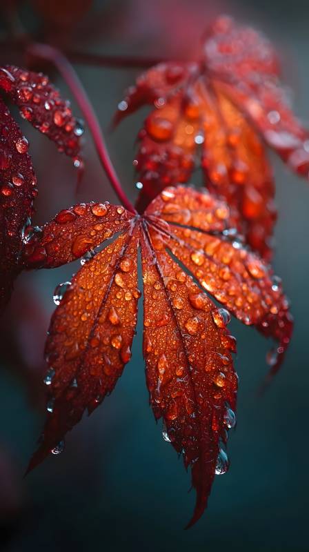 红叶滴露图片