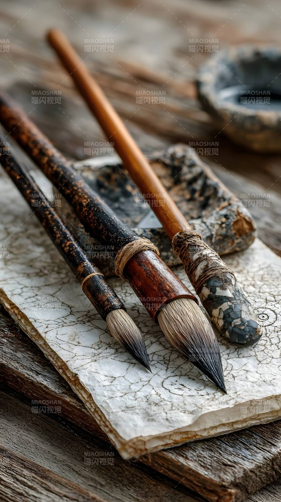 古韵毛笔静置图图片