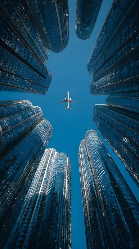 摩天楼间飞航图片