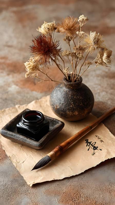 墨香花影静谧时图片