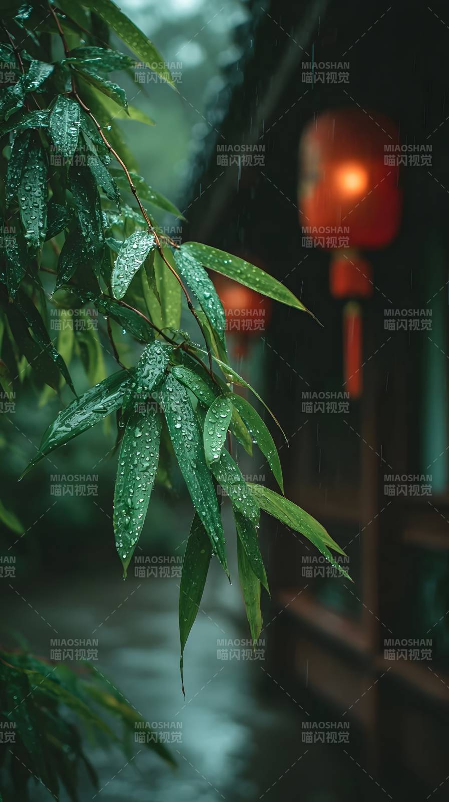 雨夜竹影灯图片