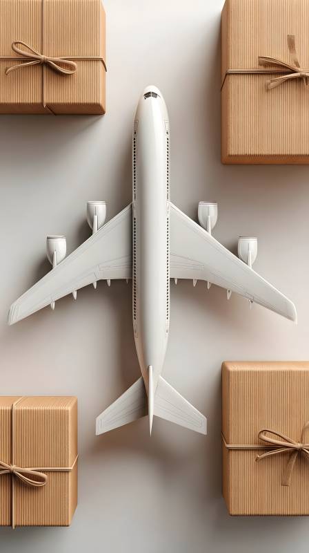 飞机与礼盒环绕图片