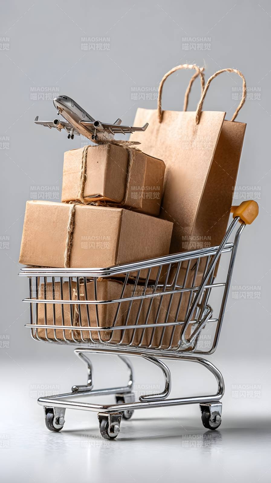 购物车里的快递与飞机图片