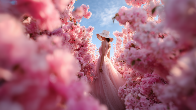 樱花中的梦幻身影图片