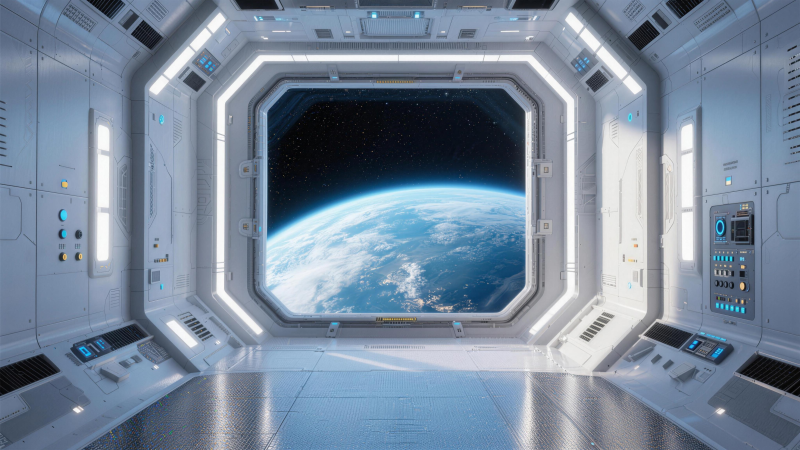 太空舱瞰地球图片