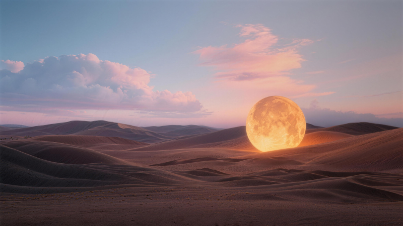 沙漠月升图片