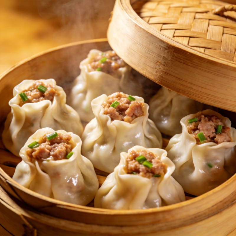 热腾腾的蒸饺图片