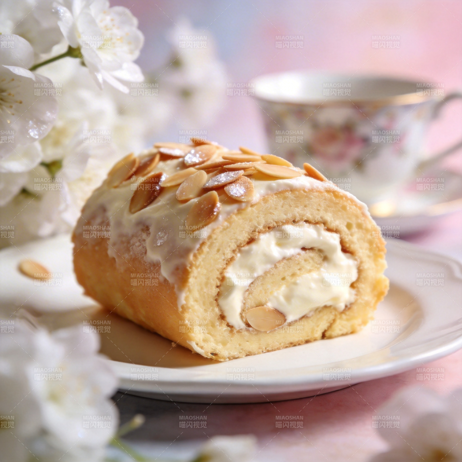 杏仁奶油蛋糕卷图片