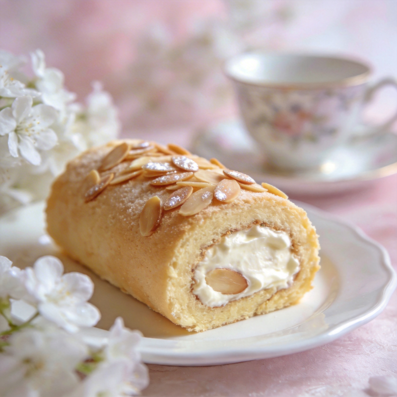 杏仁奶油蛋糕卷图片
