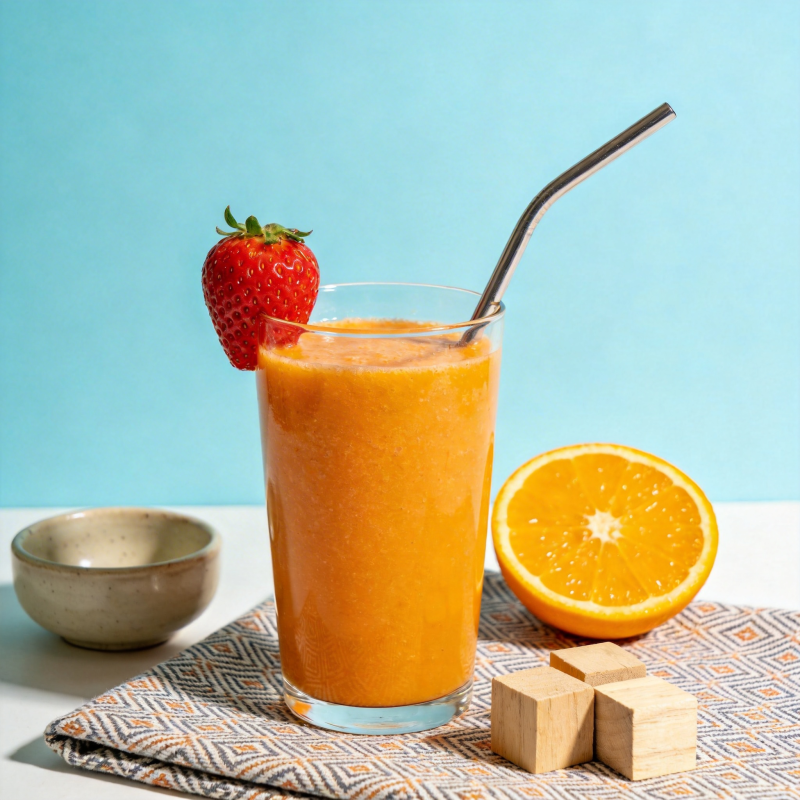 橙香草莓奶昔图片