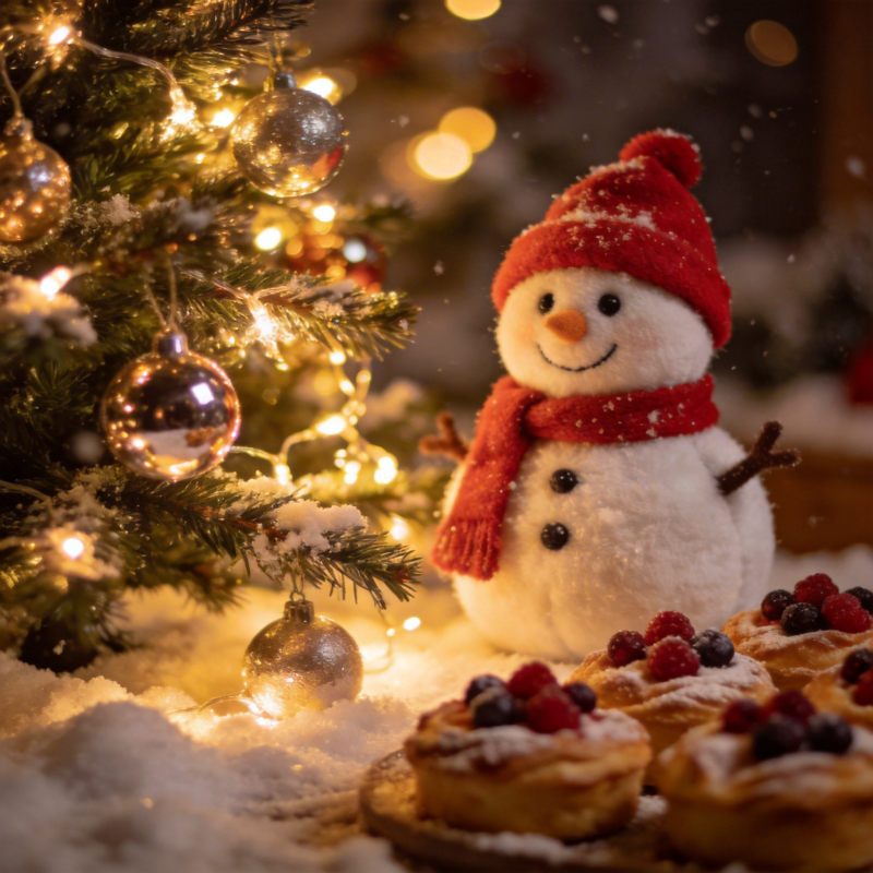 圣诞雪人与甜点图片