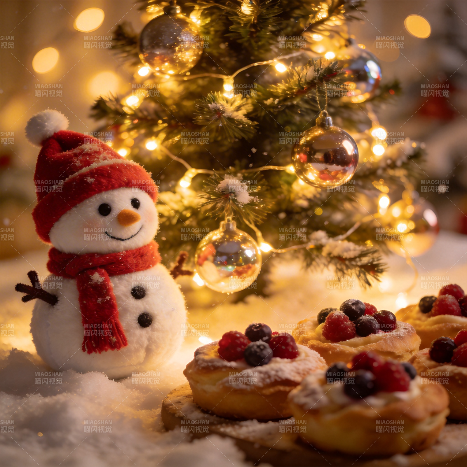 圣诞甜点与雪人图片
