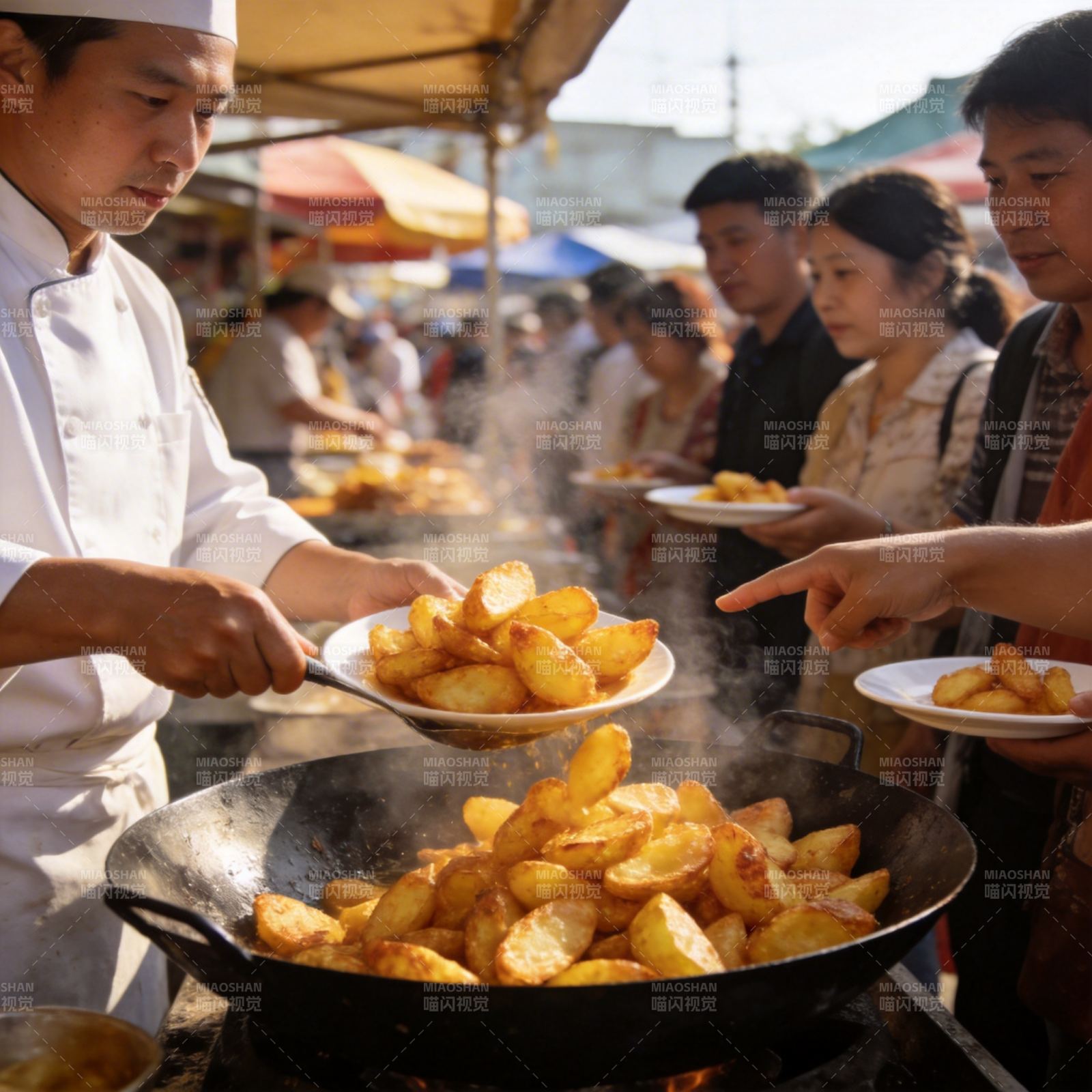 街头炒土豆图片