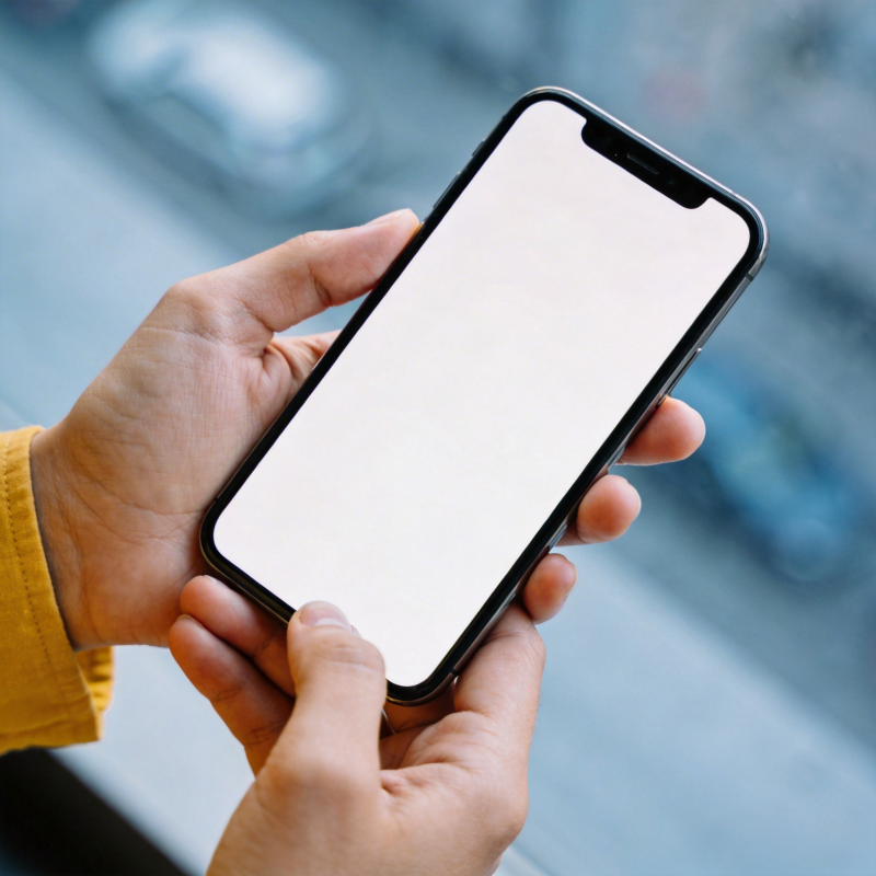 手持手机空白屏图片