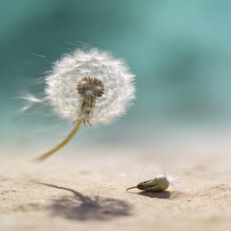 蒲公英随风飘散图片