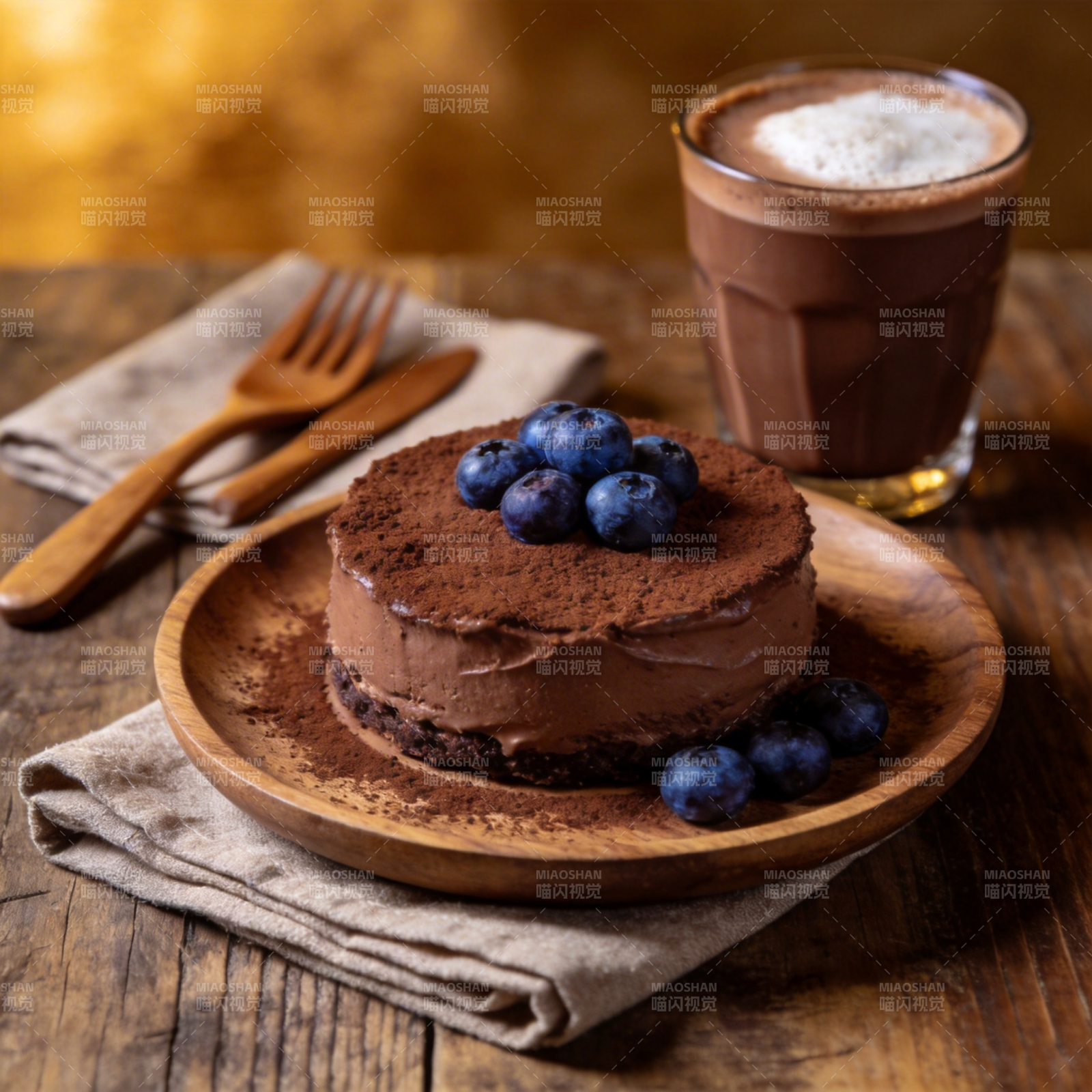 巧克力慕斯配蓝莓图片