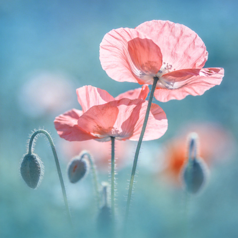 粉红罂粟花绽放图片