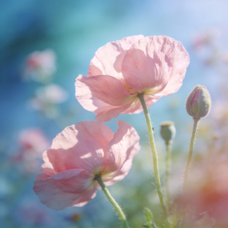 粉红罂粟花绽放图片