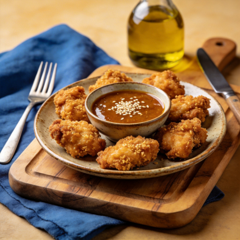 酥炸鸡块配酱料图片