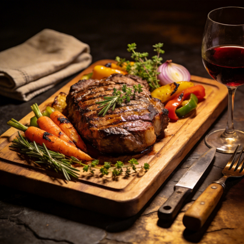 烤牛排配蔬菜图片