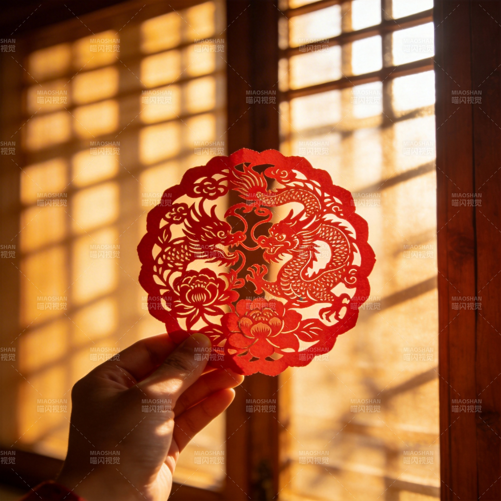 龙腾剪纸迎新春图片